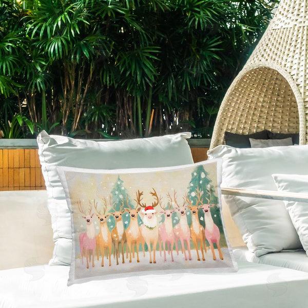 Stupell Industries Arlington Prints | Pastel Santa's Reindeer Printed Throw Pillow