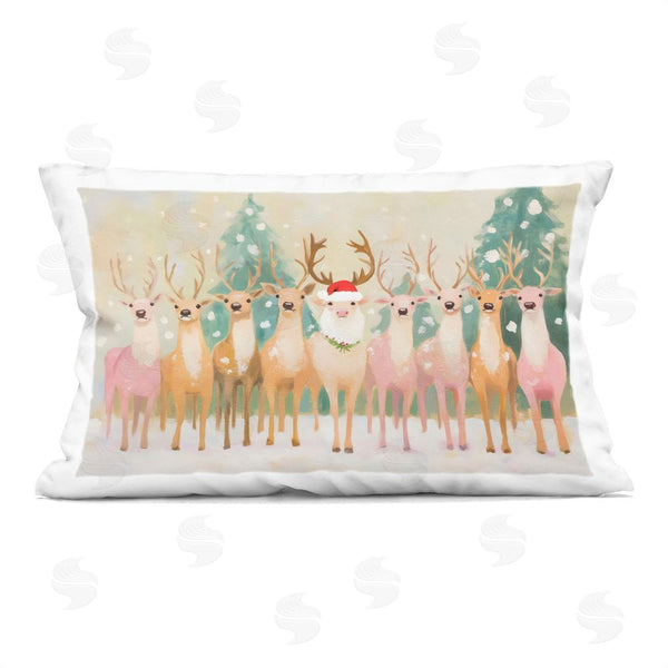 stupell industries Arlington Prints | Pastel Santa's Reindeer Printed Throw Pillow