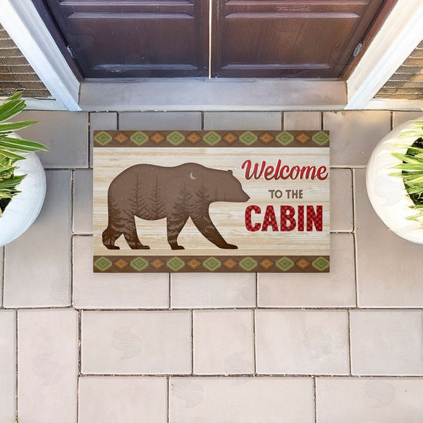 Stupell Industries Arrolynn Weiderhold | Cabin Welcome With Rustic Bear Non-Woven Door Mat
