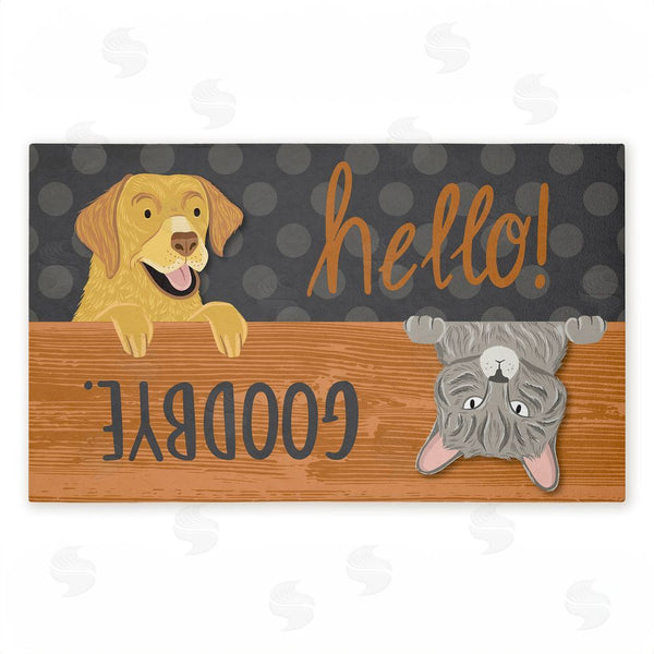 stupell industries Arrolynn Weiderhold | Hello Goodbye Dog & Cat Non-Woven Door Mat