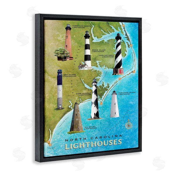 Stupell Industries Art Licensing Studio | North Carolina Lighthouse Map