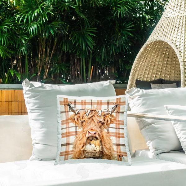 Stupell Industries Ashley Bradley | Fall Cattle With Pumpkin Basket Printed Throw Pillow
