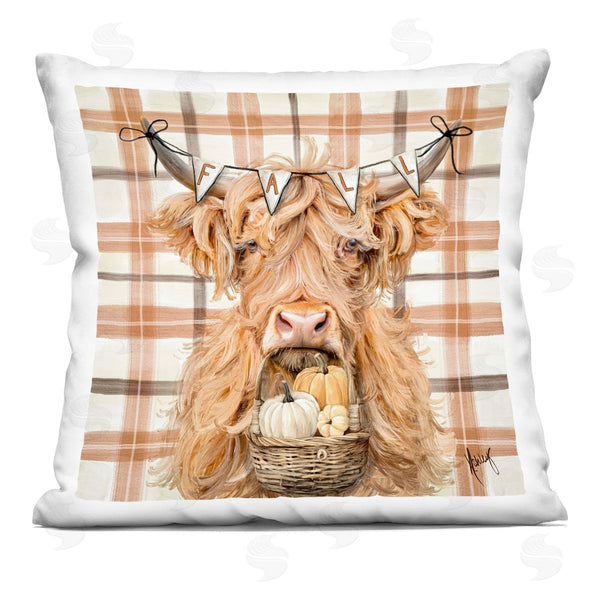 stupell industries Ashley Bradley | Fall Cattle with Pumpkin Basket Printed Throw Pillow