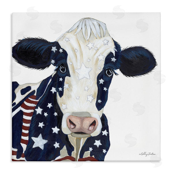 stupell industries Ashley Justice | Country Americana Cow Flag Pattern Wall Art