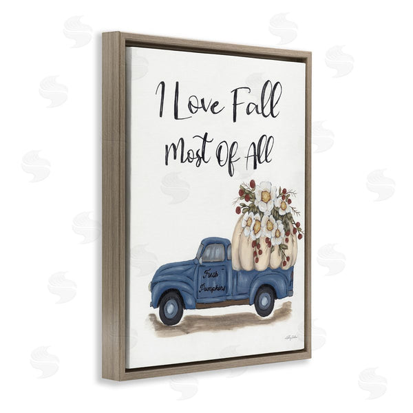 Stupell Industries Ashley Justice | Love Fall Most All Blue Truck Giant Pumpkin Wall Art
