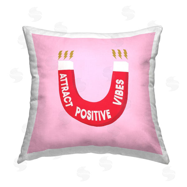 stupell industries Ashley Singleton | Attract Positive Vibes Pink Magnet Printed Throw Pillow