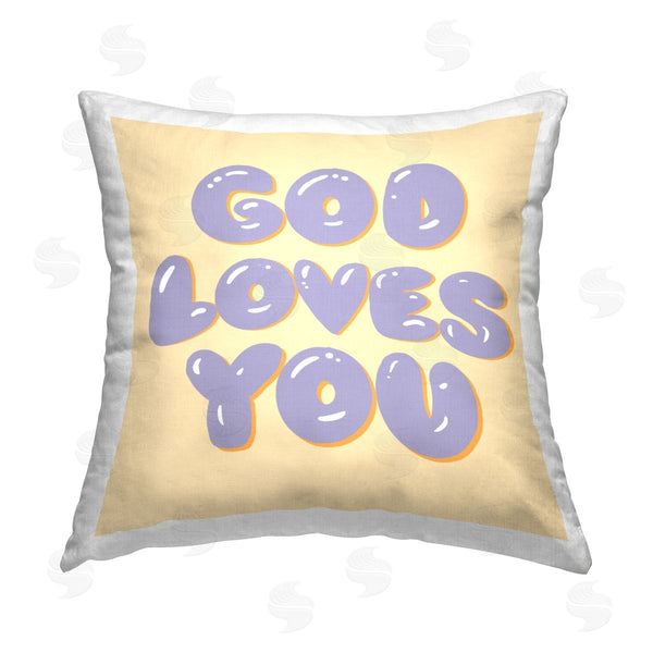 stupell industries Ashley Singleton | God Loves You Phrase Printed Throw Pillow