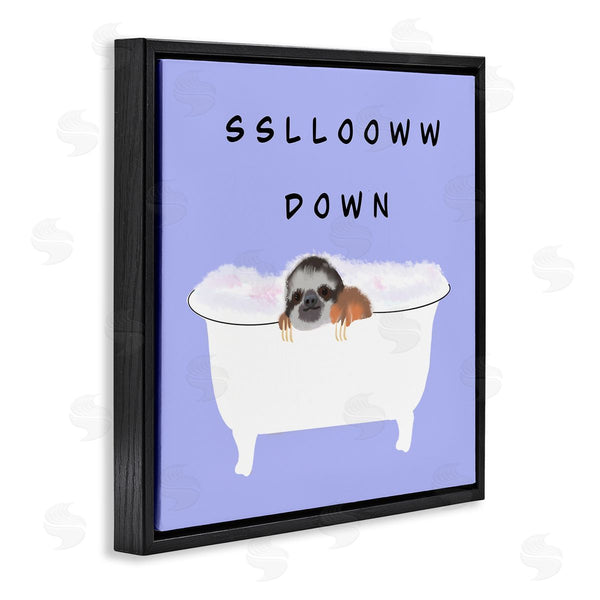 Stupell Industries Ashley Singleton | Slow Down Baby Sloth Bubble Bath Lavender Purple Wall Art