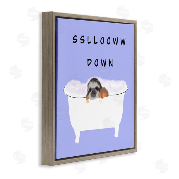 Stupell Industries Ashley Singleton | Slow Down Baby Sloth Bubble Bath Lavender Purple Wall Art