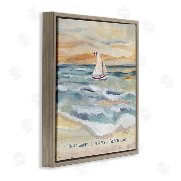 Stupell Industries Audrey Jeanne Roberts | Boat Waves Sun Rays Beach Days