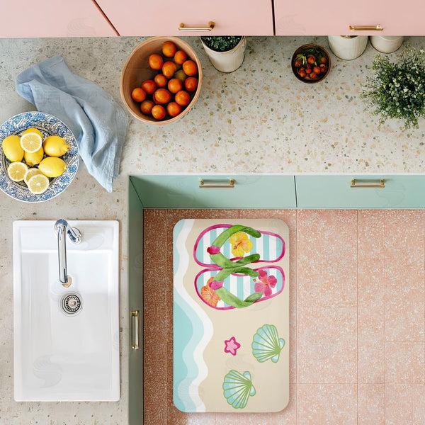 Stupell Industries Audrey Jeanne Roberts | Flip Flops On Beach Shore Anti-Fatigue Mat