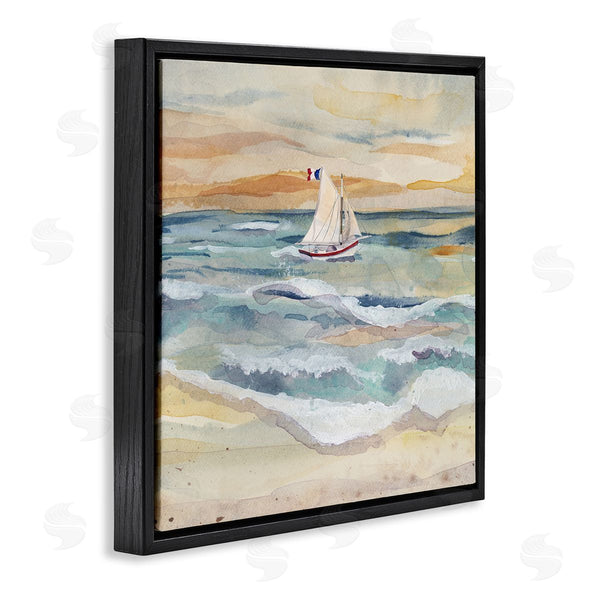 Stupell Industries Audrey Jeanne Roberts | Watercolor Boat Beach View