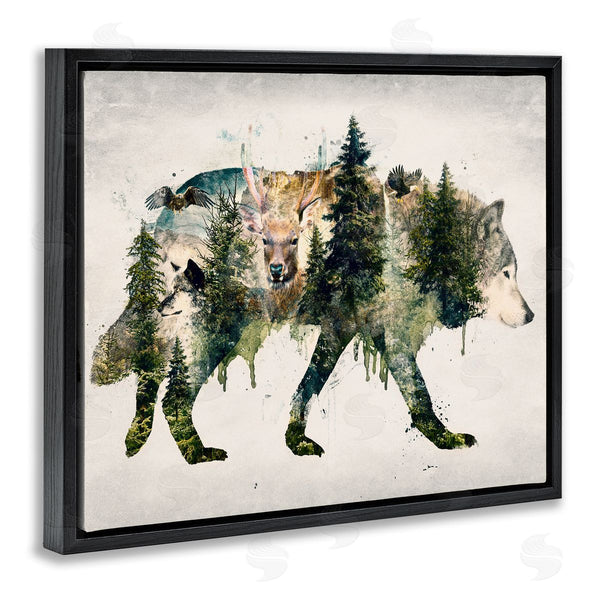 Stupell Industries Barrett Biggers | Woodland Wildlife Wolf Contour
