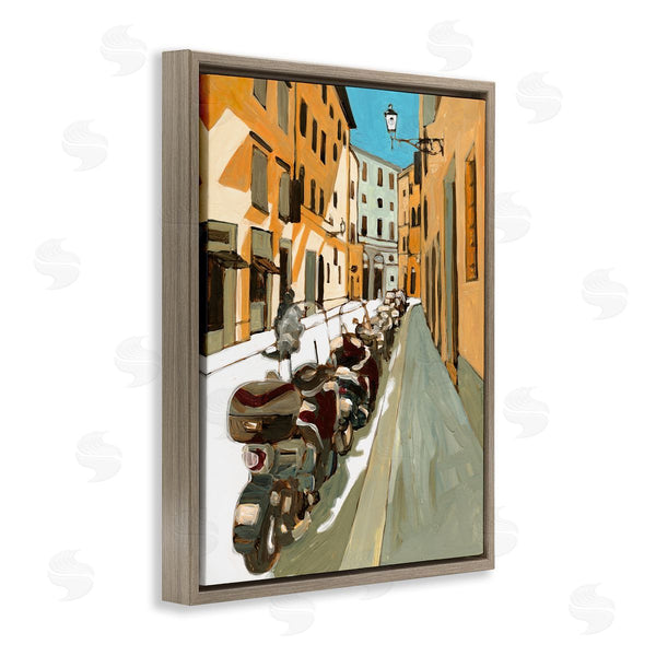 Stupell Industries Bart E. Slyp | Row Of Mopeds Yellow European City Street