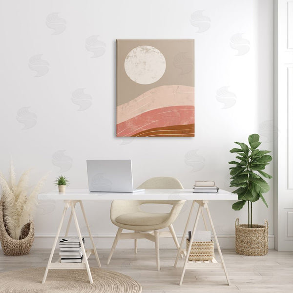 Stupell Industries Becky Thorns | Desert Sun Over Abstract Mountain Landscape Terracotta Brown Wall Art