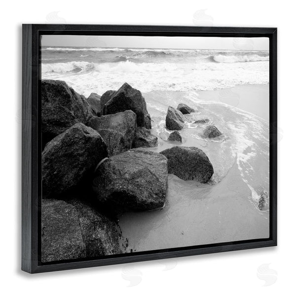 Stupell Industries Bill Carson Photography | Incoming Tide Nautical Beach Coast Black White Photography Wall Art