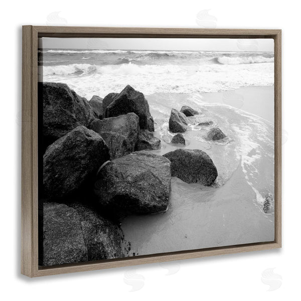 Stupell Industries Bill Carson Photography | Incoming Tide Nautical Beach Coast Black White Photography Wall Art