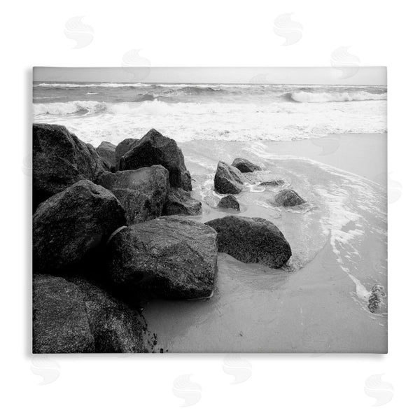 stupell industries Bill Carson Photography | Incoming Tide Nautical Beach Coast Black White Photography Wall Art