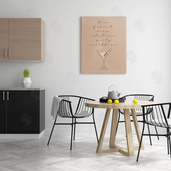 Stupell Industries Birch & Ink | Kiss French Dress Italian Party Caribbean Martini Glass Wall Art