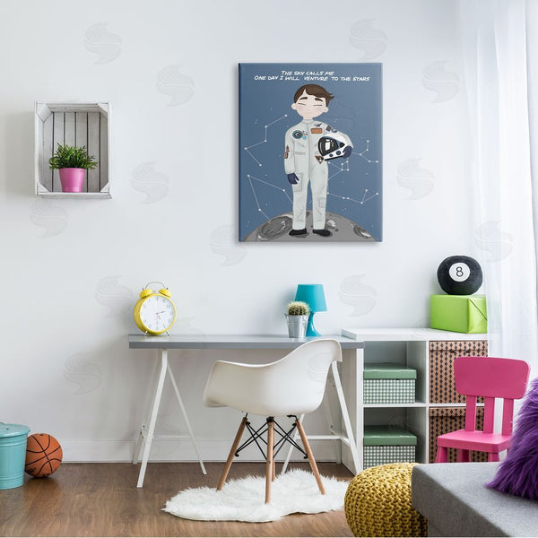 Stupell Industries Birch & Ink | One Day Venture To Stars Boy Astronaut Moon Wall Art