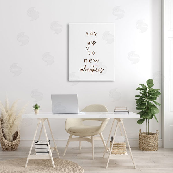 Stupell Industries Birch & Ink | Say Yes To New Adventures Phrase Minimal Typography Wall Art