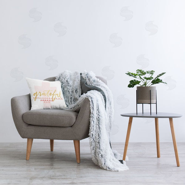 Stupell Industries Blue Chair Blessing | Grateful Over Cross Printed Throw Pillow