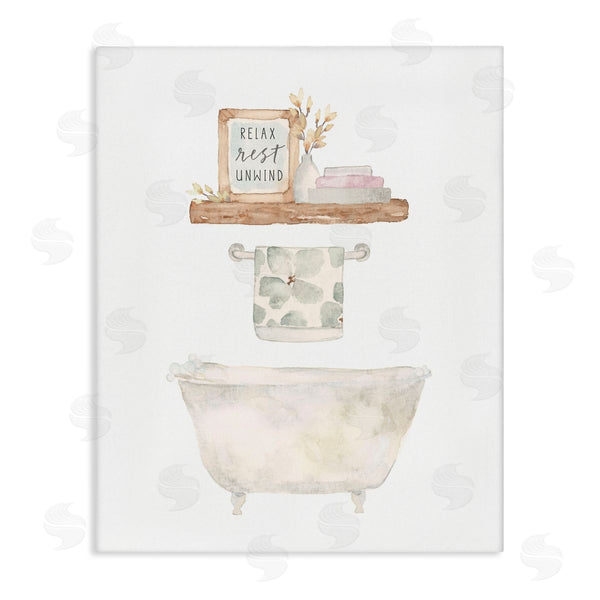 stupell industries Blue Chair Blessing | Relax Unwind Minimal Bath