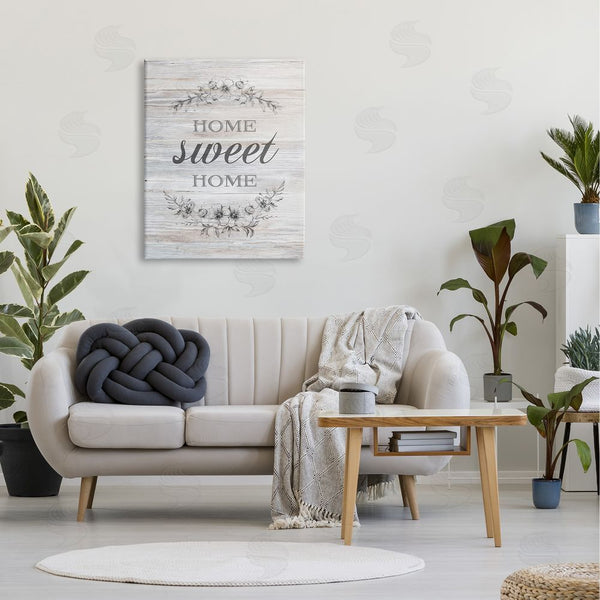 Stupell Industries Bluebird Barn | Home Sweet Home Floral Stencil Ornament Rustic Sign Wall Art