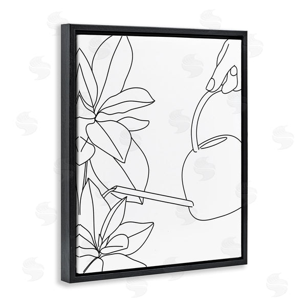 Stupell Industries BlursByAI | Watering Can And Spring Florals Modern Minimal Linework Wall Art