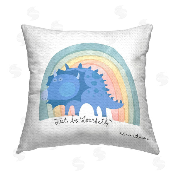 Stupell Industries Bonnie Lemaire | Be Yourself Dinosaur Printed Throw Pillow