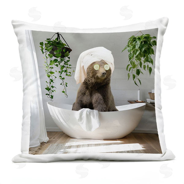 Stupell Industries CAD Designs | Bear In Refreshing Spa Bath Printed Throw Pillow