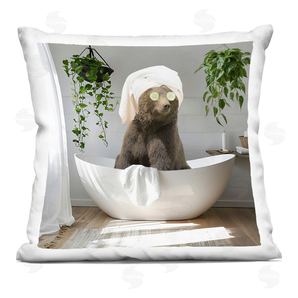 stupell industries CAD Designs | Bear in Refreshing Spa Bath Printed Throw Pillow