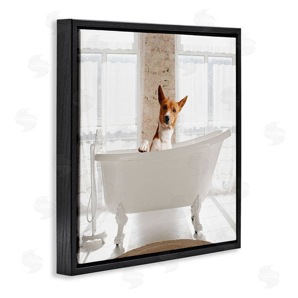 Stupell Industries CAD Designs | Happy Dog In Bathroom Tub