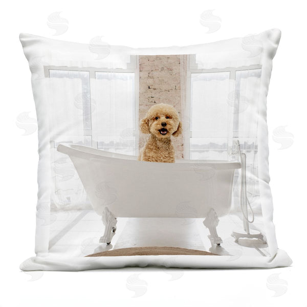 Stupell Industries CAD Designs | Happy Puppy In Bathtub Printed Throw Pillow