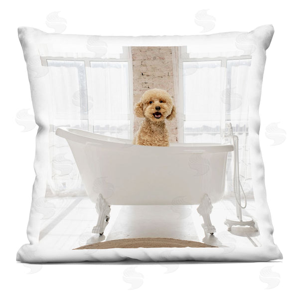 stupell industries CAD Designs | Happy Puppy in Bathtub Printed Throw Pillow