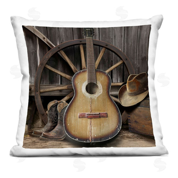 stupell industries CAD Designs | Old Songs Rustic Guitar Throw Pillow