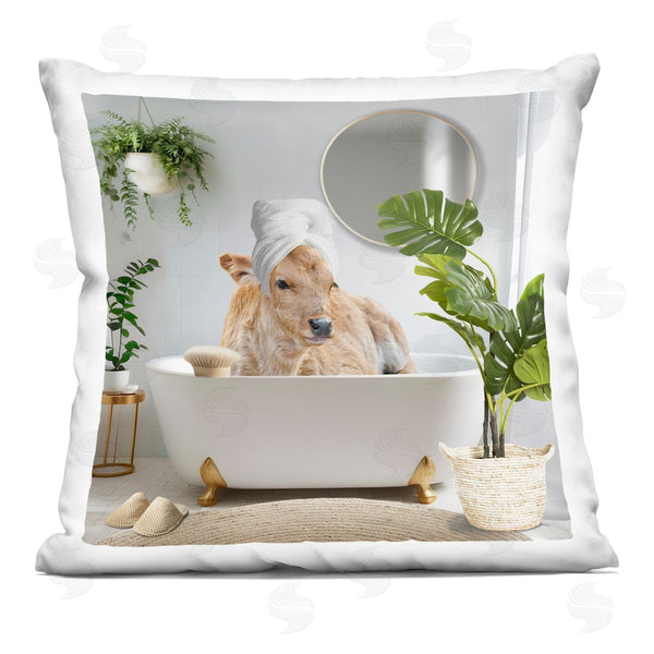 stupell industries CAD Designs | Pampered Cow in Bath Printed Throw Pillow