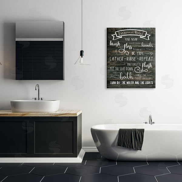Stupell Industries CAD Designs | Rustic Bathroom Rules Sign Good Hygiene List Wall Art
