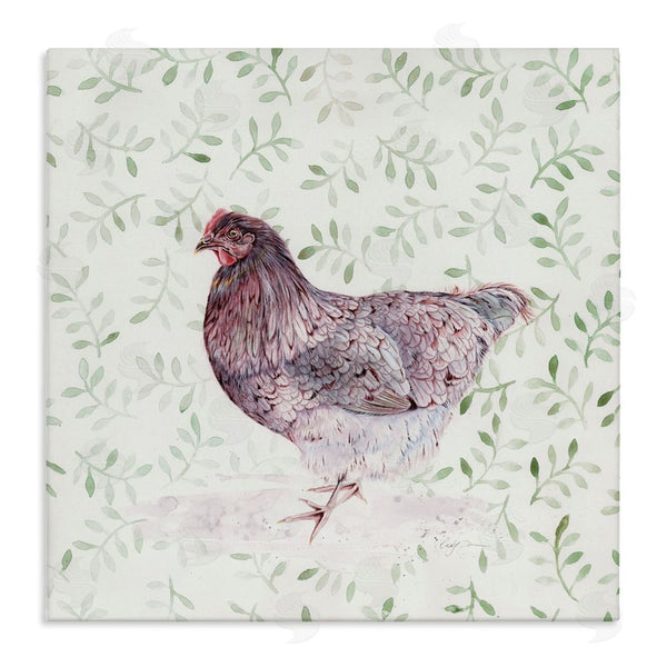 stupell industries Cady Driver | Hen Portrait on Leaf Sprigs Wall Art