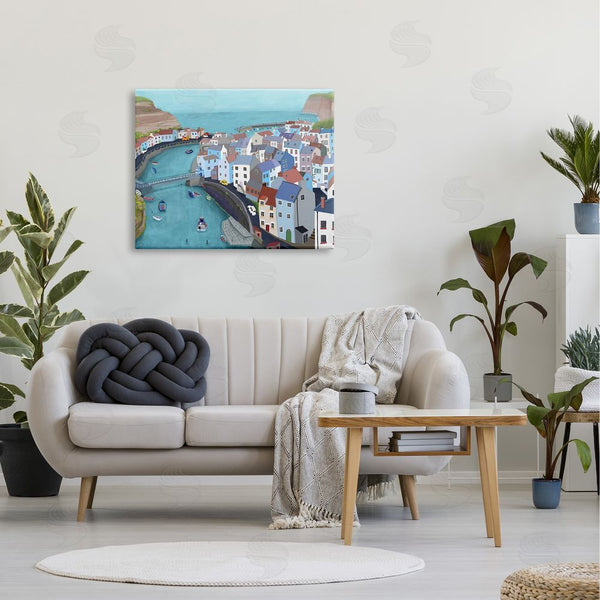 Stupell Industries Carla Daly | Bay Harbor Town Port Land Bridges Building Architecture Wall Art
