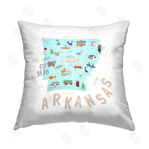 Stupell Industries Carla Daly | Casual Arkansas Landmarks Map Printed Throw Pillow