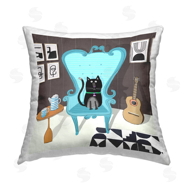 stupell industries Carla Daly | Cat in Living Space Printed Throw Pillow