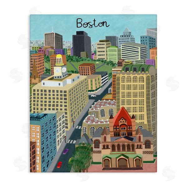 stupell industries Carla Daly | Colorful Boston Massachusetts Skyline
