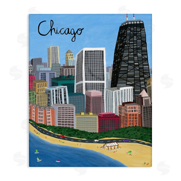 stupell industries Carla Daly | Colorful Chicago Illinois Skyline