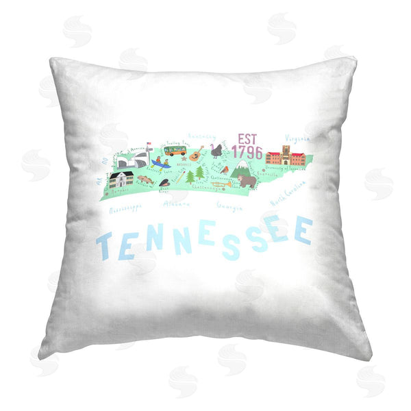 stupell industries Carla Daly | Fun Tennessee Destinations Map Printed Throw Pillow