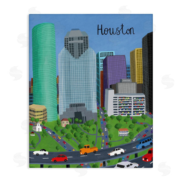 stupell industries Carla Daly | Houston Texas City Skyline Architecture Highway Cars Wall Art