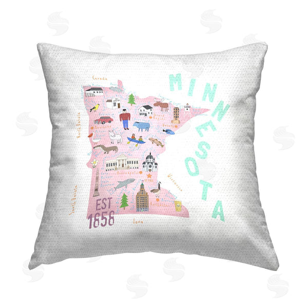 Stupell Industries Carla Daly | Minnesota Attractions & Landmarks Printed Throw Pillow