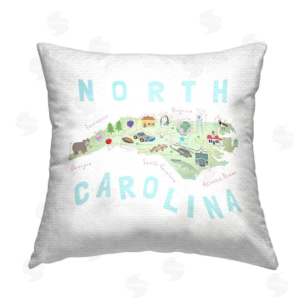 Stupell Industries Carla Daly | North Carolina Landmarks Printed Throw Pillow