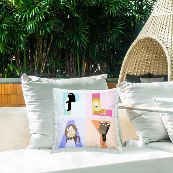 Stupell Industries Carla Daly | Play Letters Squares With Animals Throw Pillow