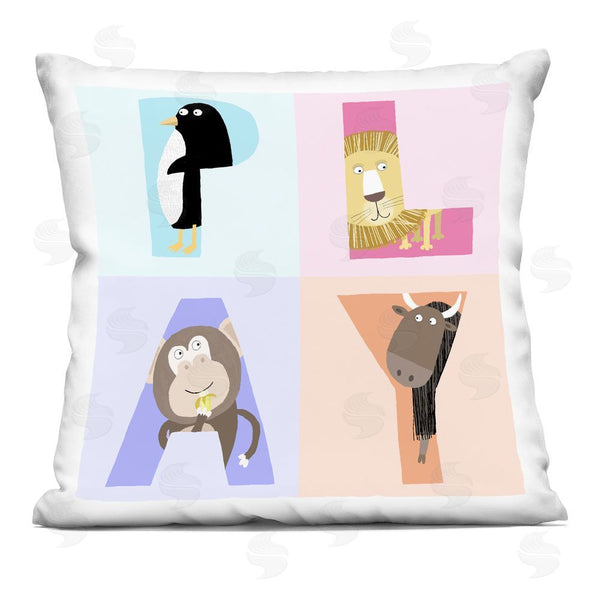 stupell industries Carla Daly | Play Letters Squares with Animals Throw Pillow